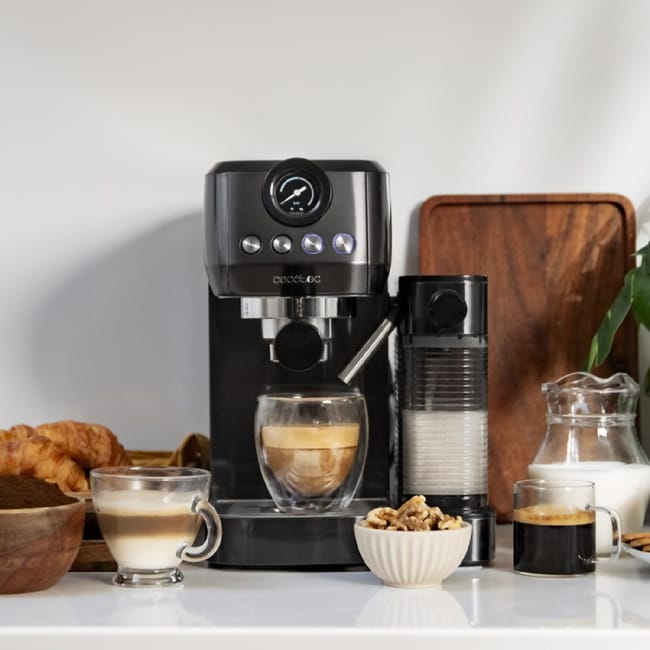 Cecotec Cafetera Semiautomática Power Espresso 20 Steel Pro Latte. 1350 W Thermoblock ForceAroma de 20bars depósito Full-Milk Instant Capuccino