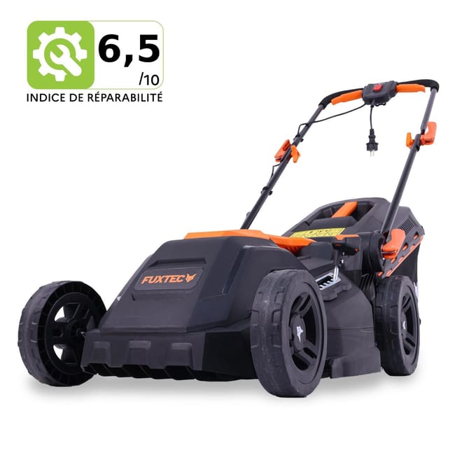 Cortacésped eléctrico con cable - FUXTEC FX-RME38 - 12Kg, 38cm de ancho de corte, recogedor de 40L, 20mm - 70mm