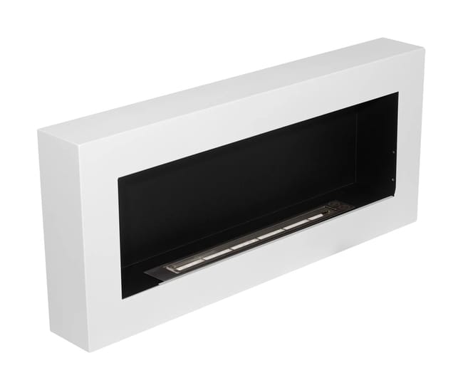 Chimenea de bioetanol de pared, color blanco Siena, L 90 x P 12 x H 40