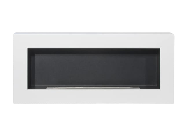 Chimenea de bioetanol de pared, color blanco Siena, L 90 x P 12 x H 40
