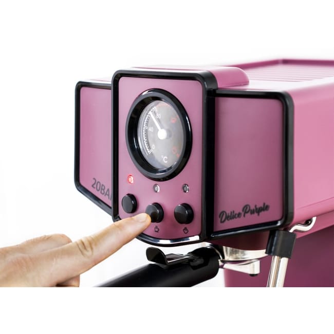 ECODE® Cafetera Espresso DELICE PURPLE, 20 Bares de Presión, Vaporizador, Depósito 1.5 Litros, Manómetro con Temperatura ECO-419 DP