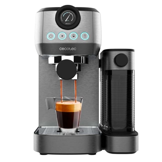 Cecotec Cafetera Semiautomática Power Espresso 20 Steel Pro Latte. 1350 W Thermoblock ForceAroma de 20bars depósito Full-Milk Instant Capuccino