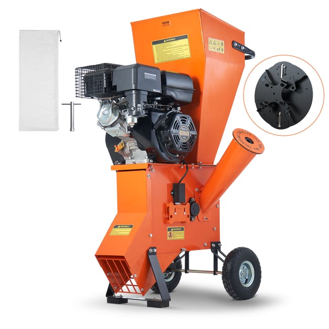 Trituradora de Madera Motor de Gasolina Robusto 8,6 kW 420 cc, Desmenuzamiento Rápido de Madera, Trituradora Compacta de Acero, 87x73x136cm VEVOR