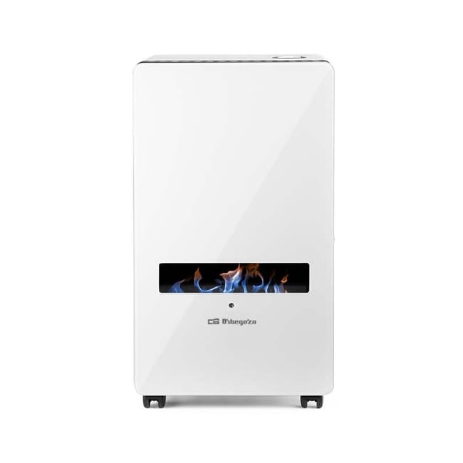 Estufa con Tecnología llama azul Orbegozo HBF120, frontal de cristal templado, apta Gas butano y/o propano [Clase energética A]