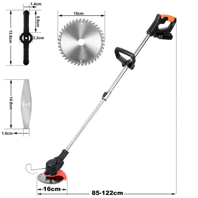 Desbrozadora Cortacésped 18krpm Con cargador con 2x 21V 1.5.0Ah y cargador de batería, Juego de cortacésped