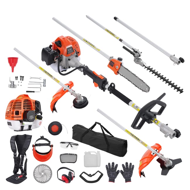 Cortasetos a Gasolina 6 en 1 33CC, Cortasetos, Cortacésped, Desbrozadora, Cortabordes, Sierra de Poste y Motosierra con Extensión SucceBuy